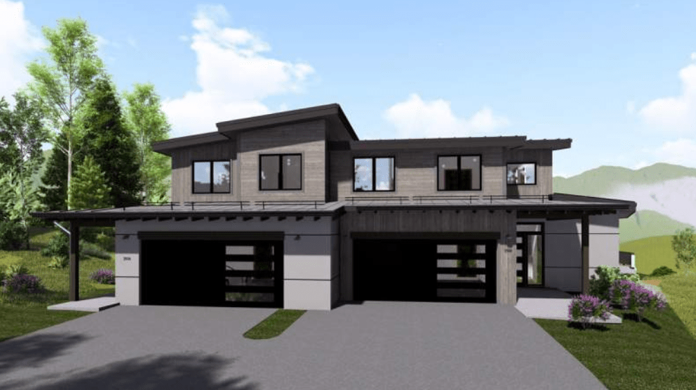 Framing stage of a custom luxury home under construction in the mountains of Avon, Colorado by H&C Construction