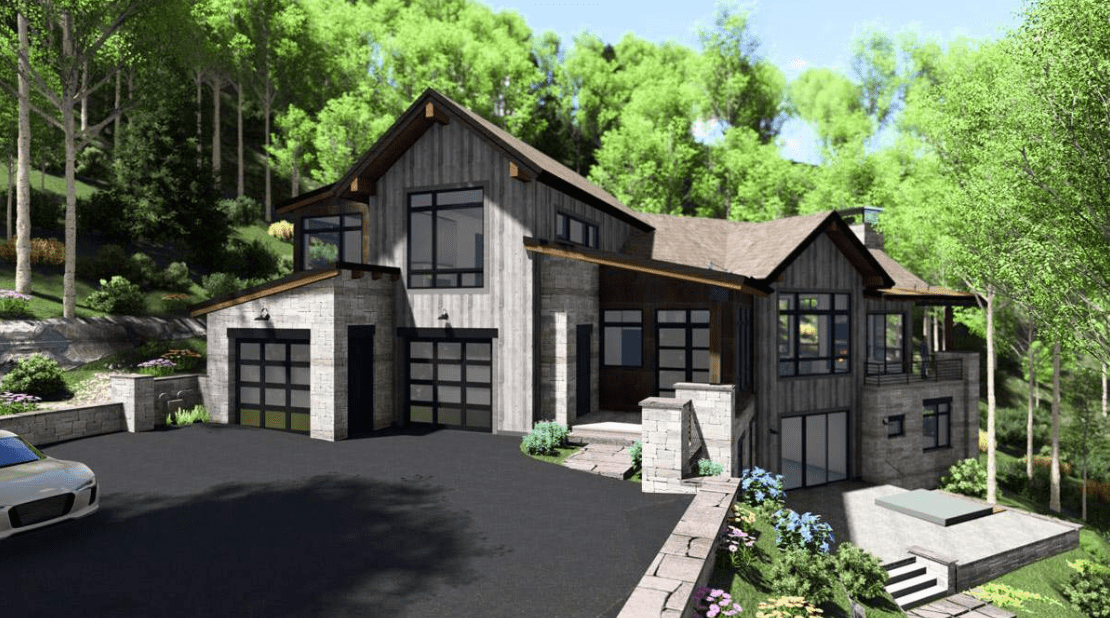 Framing stage of a custom luxury home under construction in the mountains of Avon, Colorado by H&C Construction